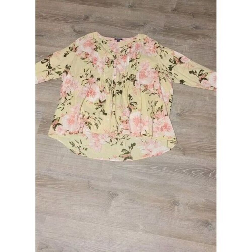Roaman's Women's Tunic Cottage Core Country Pink w/Flowers Blouse Size 32W